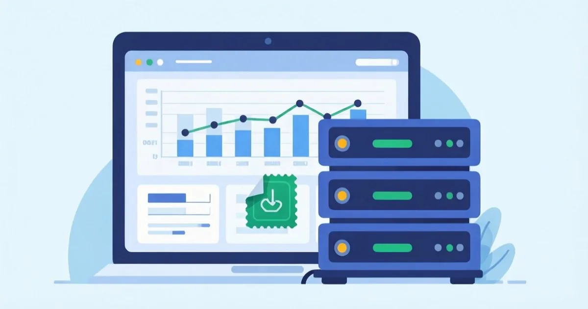 an IT administrator applying a software update patch on a server dashboard, clean flat illustration, no text or logos
